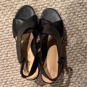 Clarks Women's Black Leather Sandals